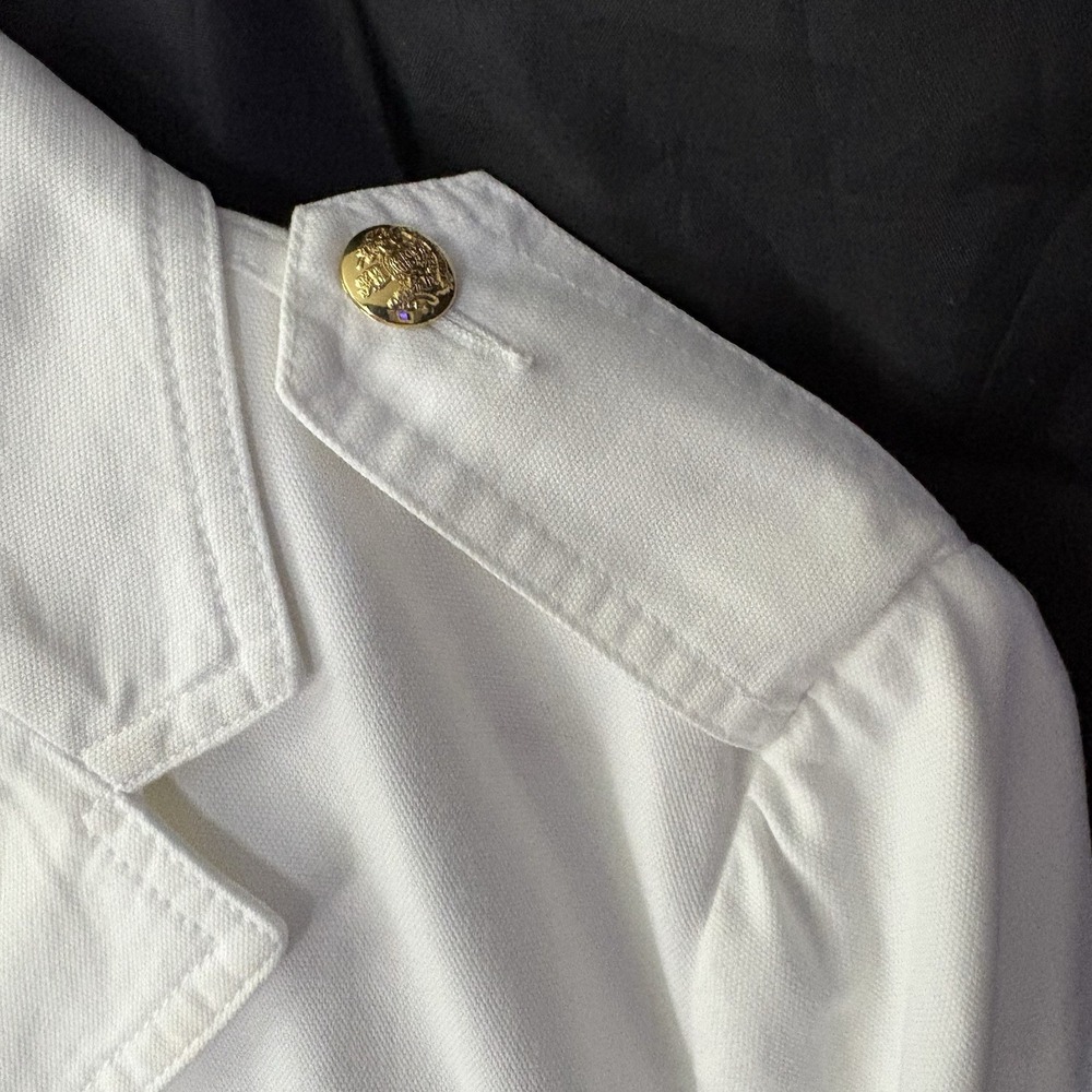 Lauren Ralph Lauren Womens Sz M Military 5 Pocket Jacket White w/Gold Buttons - Picture 6 of 10